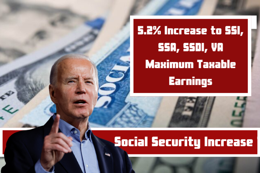 5.2% Increase to SSI, SSA, SSDI, VA Maximum Taxable Earnings: Social Security Increase Tax